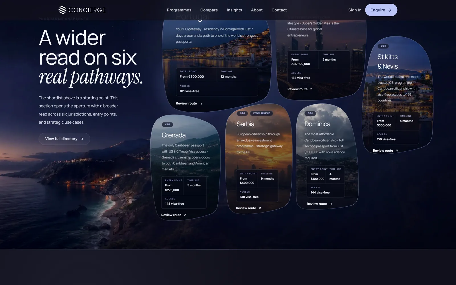 Concierge further down the page