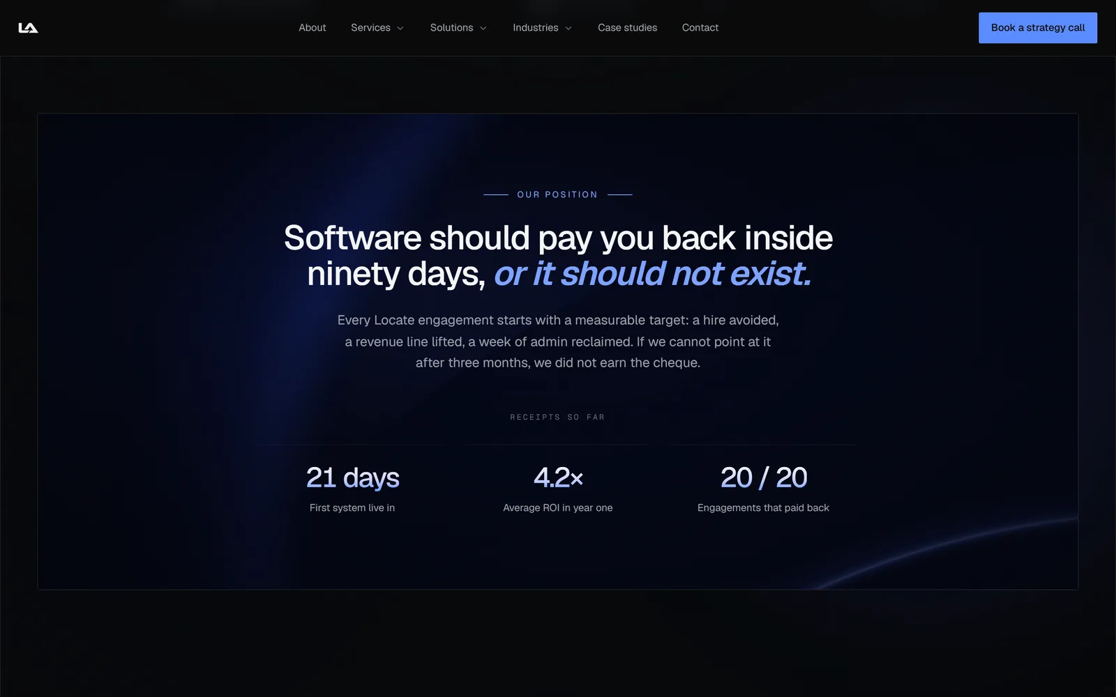 Locate AI further down the page